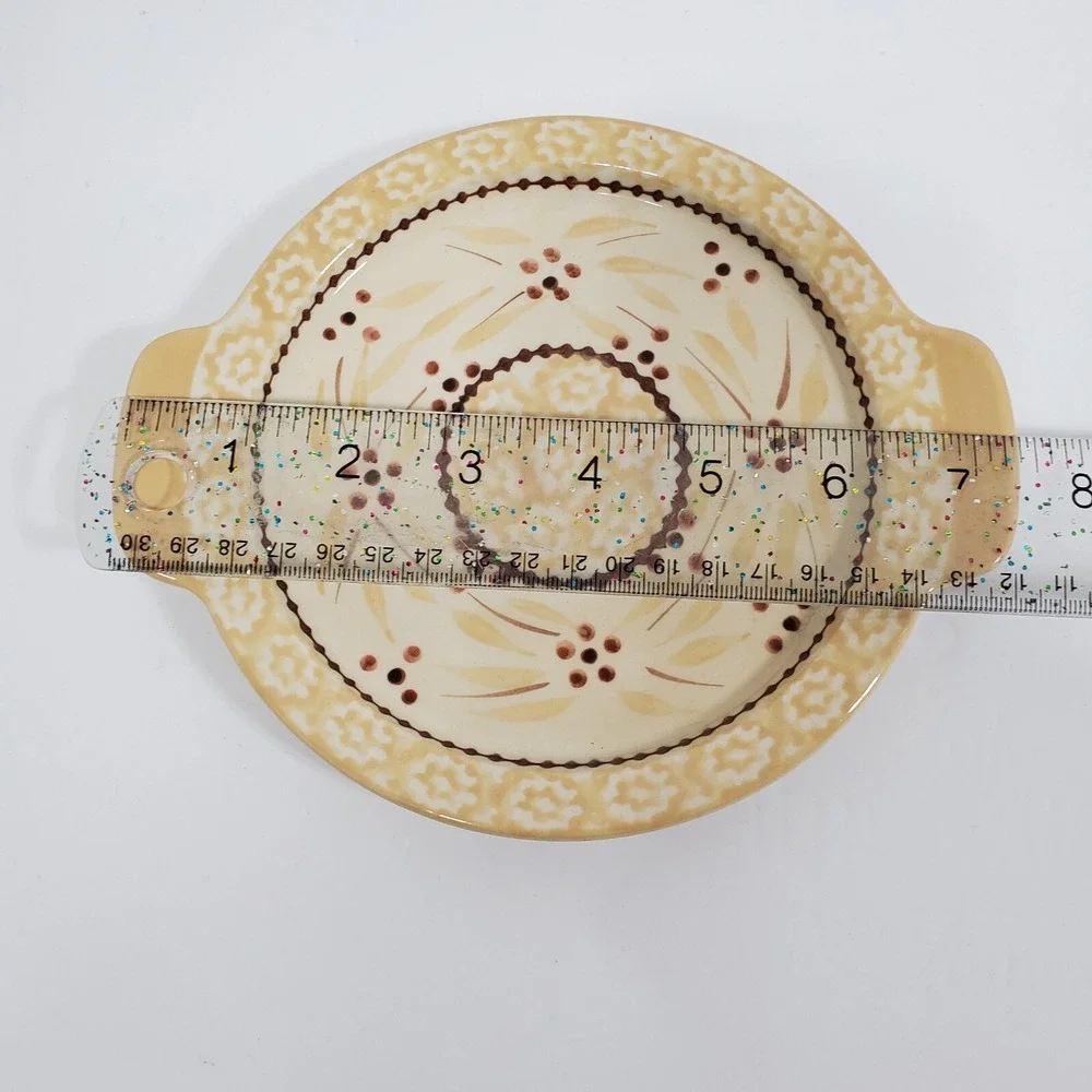 Temp-Tations Tara Old‎ World Yellow Nesting Plates Tray Floral Handles Set of 3